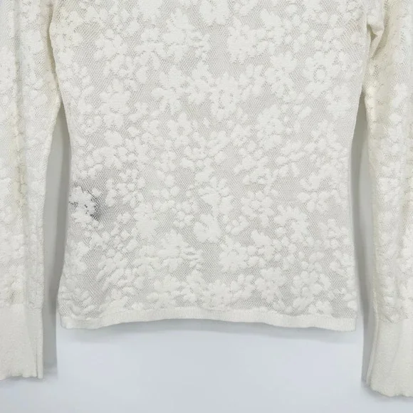 Rag & Bone Perry Lace Top Long Sleeve Semi Sheer Floral Jacquard Sweater White - Picture 13 of 16